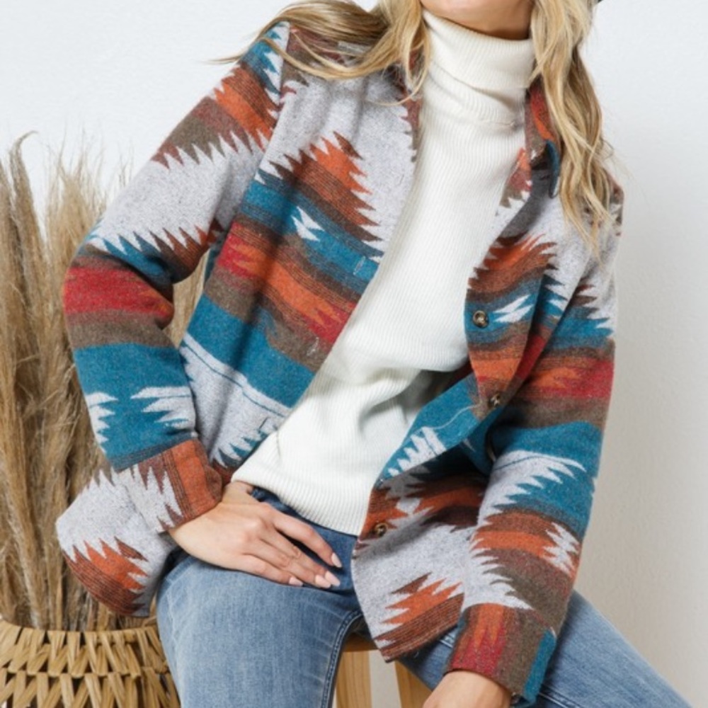 Last L New Soft Comfy Bohemian Aztec Southwest Sedona Pattern lightweight Jacket - Picture 11 of 16
